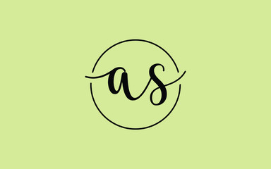 as or sa and a, s Lowercase Cursive Letter Initial Logo Design, Vector Template