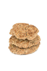 Fresh homemade fried hamburger steak isolated on the white background