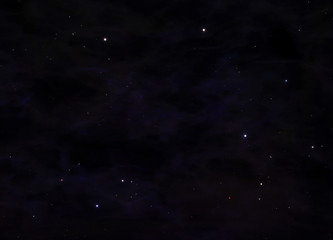 Night black sky with stars and nebula, 3d render