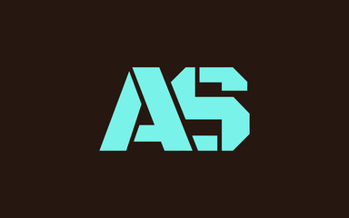 AS or SA and A, S Uppercase Letter Initial Logo Design, Vector Template