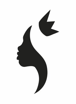 African  queen face silhouette in crown