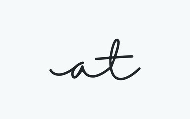 at or ta and a, t Lowercase Cursive Letter Initial Logo Design, Vector Template
