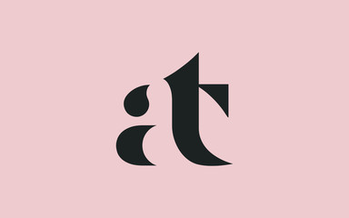 at or ta and a, t Lowercase Letter Initial Logo Design, Vector Template