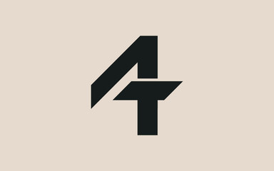 AT or TA and A, T Uppercase Letter Initial Logo Design, Vector Template