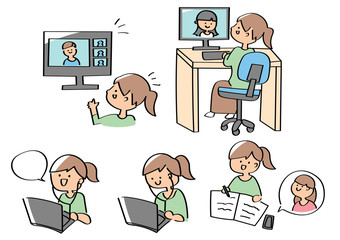 オンライン授業関連イラスト