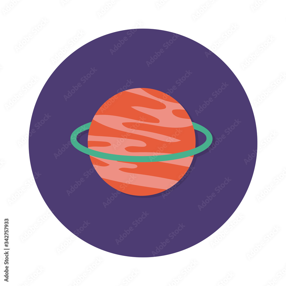 Poster saturn planet block and flat style