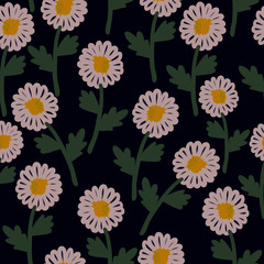 Seamless Pattern of Daffodils on a navy. 