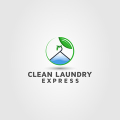 Laundry Express dry cleaners vector logo design.