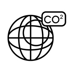 planet with co2 line style icon