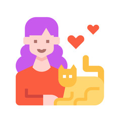 Woman  cat  pet  avatar  love icon