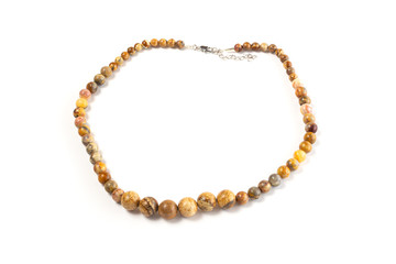 natural jasper beads on a white background isolate