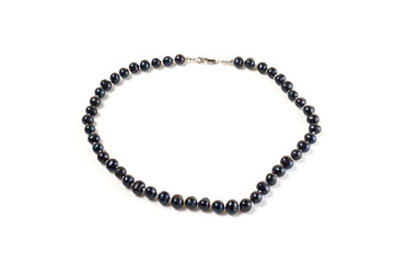 Natural Black Pearl Beads on Isolate White Background