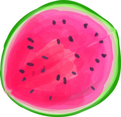 watermelon round fruit summer red melon icon isolated on white background