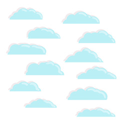 Blue bubbles cloud. Isolated Cartoon flat illustration. White sky and good summer weather