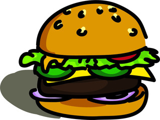 hamburger symbol fast food eat cartoon icon isolated on white background