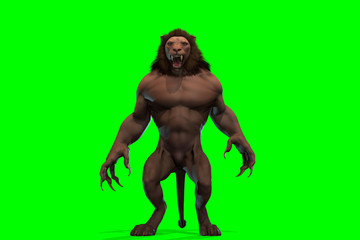 Fantasy character Humanoid Lion in epic pose - 3D render
