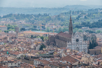 Fototapeta na wymiar Aerial view of the Basilica of Santa Croce in Florence