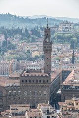 Fototapeta na wymiar Aerial view of Palazzo Vecchio in Florence