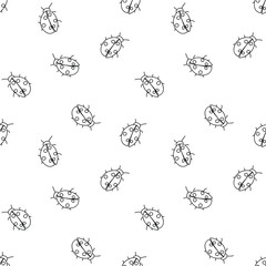 Ladybugs: simple drawings, colorless seamless pattern, wallpaper texture print, wrapping design. Vector graphics.