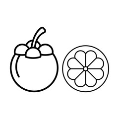 Mangosteen fruit line icon