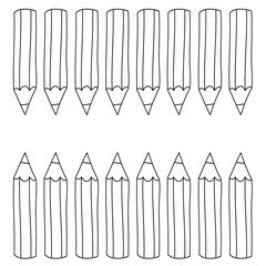 Sixteen pencils: simple drawing, coloring page. Vector graphics.