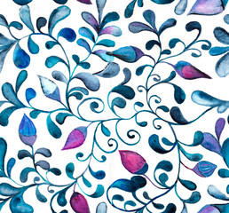 Seamless flower pattern. Watercolor Botanical illustration. Hand drawing. For use in the design of things, Wallpaper, cover, postcard, poster, decoupage,fabric, textile