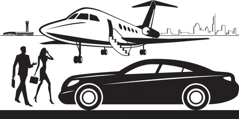 Obraz na płótnie Canvas Luxury car service from airport – vector illustration