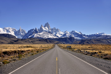 View to Fitz Roy from Route 23 in Patagonia, Argentina