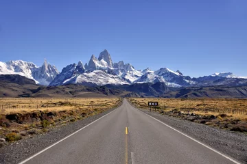 Verduisterende rolgordijnen zonder boren Cerro Chaltén Uitzicht op Fitz Roy vanaf Route 23 in Patagonië, Argentinië