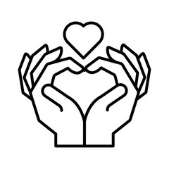 hands human lifting heart solidarity line style