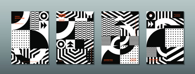 Vintage retro design vector covers set. Swiss style geometric compositions for book covers, posters, flyers, magazines, business annual reports