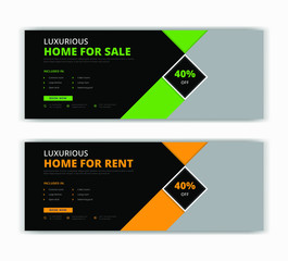 Real estate home rent or sale social media post facebook cover timeline and web ad banner template