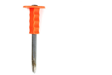 chisel with plastic handle isolated on white