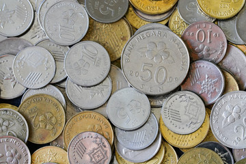 Malaysia Ringgit Coin 10 20 50 Payment Concept Background © Ho
