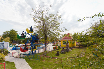 Outdoor play center for children with different activities and attrations. Entertainment concept.