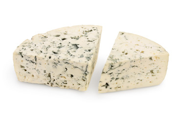 Blue cheese isolated on white background with clipping path and full depth of field.