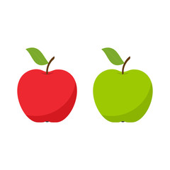 Red and green apple icon isolated on a white background. Vector illustration