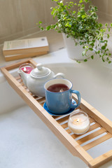 Bath tea time, relaxing time at home