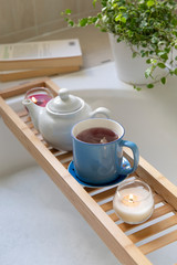 Bath tea time, relaxing time at home