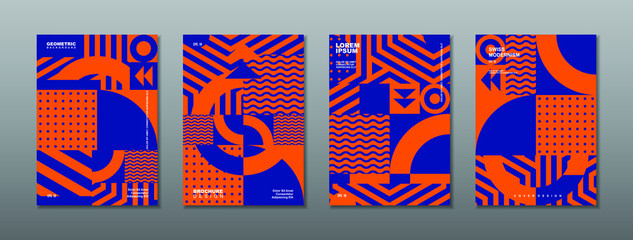 Vintage retro design vector covers set. Swiss style geometric compositions for book covers, posters, flyers, magazines, business annual reports