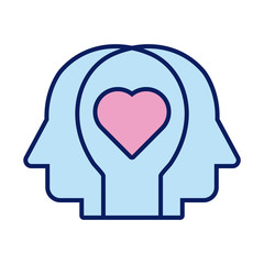 profiles humans with hearts solidarity line and fill