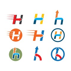 h letter arrow icon logo vector