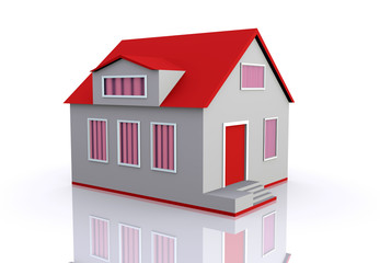 3d illustration. Gray model of a simple house without textures