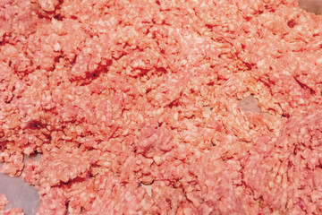raw minced pork in the light