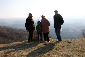 Family posing in Kislovodsk National Park