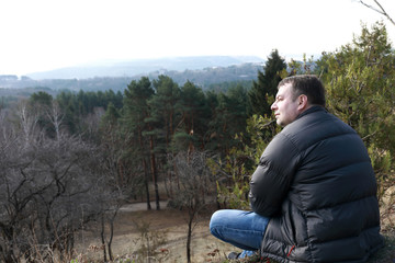 Naklejka na ściany i meble Man relaxing in Kislovodsk National Park