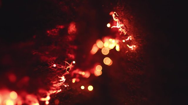Fire spreading over the burning wire sponge #K4HC023