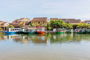 Fototapeta na wymiar view of Hoi An ancient town, UNESCO world heritage, at Quang Nam province. Vietnam. Hoi An is one of the most popular destinations in Vietnam