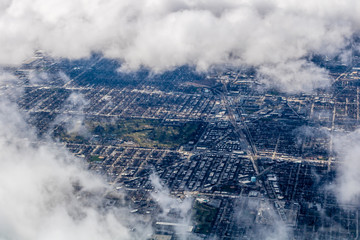 A view of Chicago from the air while landing, Chicago, Illinois, United States