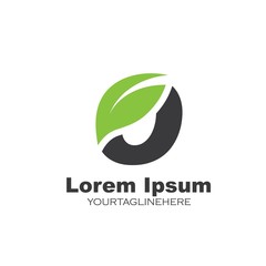 O Letter Logo with leave concept logo icon  Vector